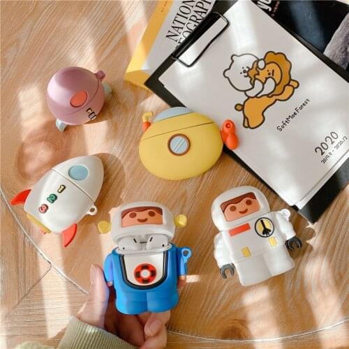 Cute Submarine Spacecraft Astronaut Case For Airpods 1 2 Pro Silicone Soft Protector Cover Bluetooth Wireless Headphone Box