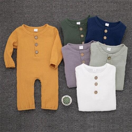 Baby Rompers Clothes Newborn Long Sleeve Button O-Neck Baby Rompers Boys Clothes Kids