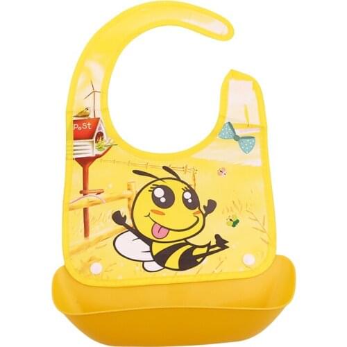 Baby Bibs Imitation Silicone Waterproof Cartoon Feeding Rice Bibs Baby Rice Meals Pocket Newborn Feeding Apron Bandanas