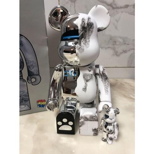 Bearbrick 2G Chrome 400% PVC Action Figures Blocks Bear Doll Decoration Models Toys Christmas Gifts