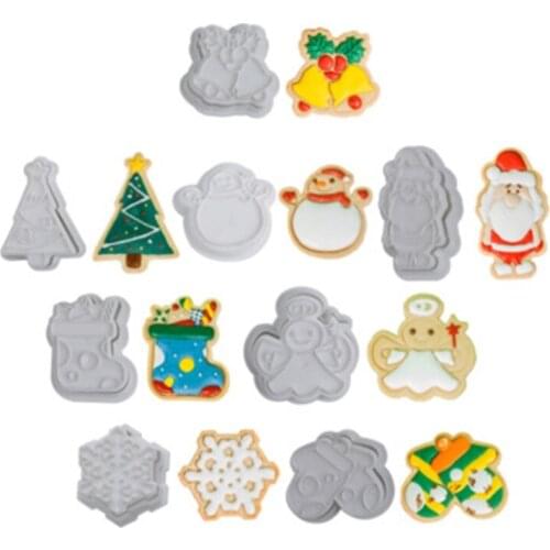 8pcs Christmas Santa Shape 3D Pressable Stamped Embossed Biscuit Cookie Cutters