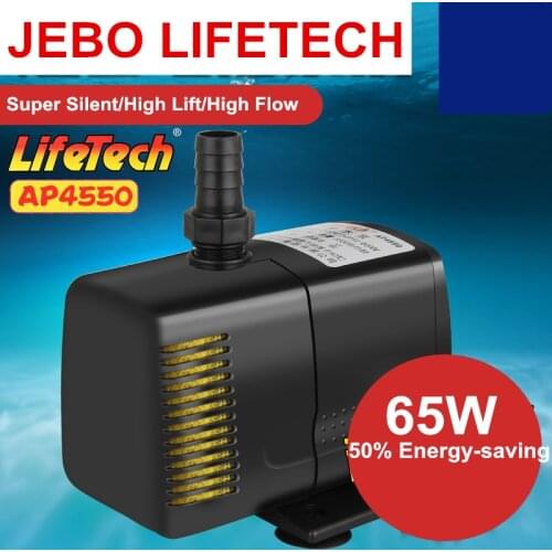 JEBO LIFETECH High Power 65W Water Pump With Filter Sponge Aquarium Mutifuctional Submersible Pump Fish Tank Water AP4550