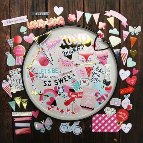 60pc Happy Valentines Day Cardstock Die Cuts for Scrapbooking Happy Planner/Card Making/Journaling Project