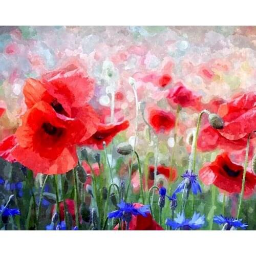 GATYZTORY Frame Diy Painting By Numbers Abstract Red Flowers Paint By Numbers Acrylic Canvas Painting Handpainted Drawing Art