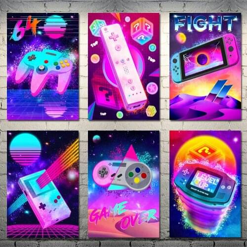 5D DIY Diamond Painting Retro Game Controller Gaming Art Playstation Nordic Wall Pictures For Playroom Boy Room Decoration