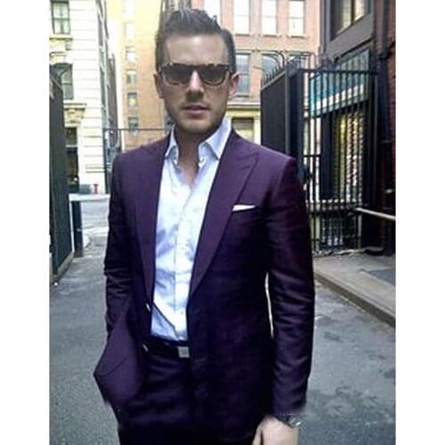 Handsome Groomsmen Peak Lapel Groom Tuxedos Mens Wedding Dress Man Jacket Blazer Prom Dinner (Jacket+Pants+Tie) A108