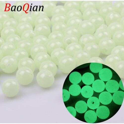 500/300/200/100/50/30pcs Round acrylic Luminous Beads Glow In The Dark For Jewelry Making Bracelet Necklace Fishing Tools
