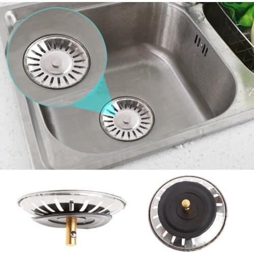 Kitchen Stainless Steel Basin Drain Dopant Sink Strainer Basket Waste Filter