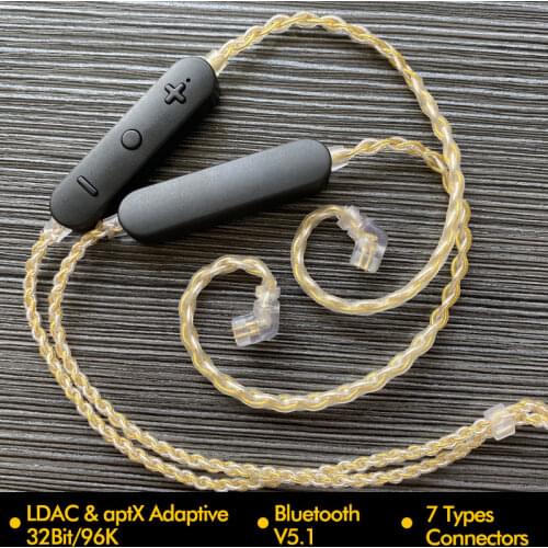 LDAC Lossless Bluetooth 5.1 Gold Silver Upgrade Cable aptX Adaptive aptX-HD Popular Type Connectors for KZ TRN BLON ATH FIIO AKG