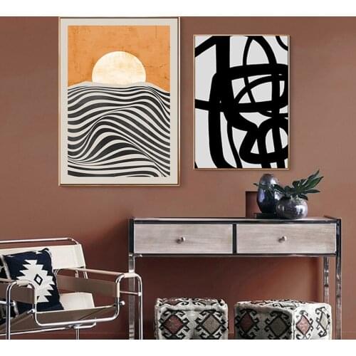 Trendy Abstract Geometric Canvas Paintings Interior Wall Art Poster and Print Vintage Pictures for Living Room Home Decorations