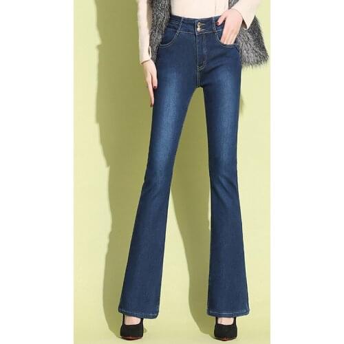 Fashionable Denim Trousers Womens Fitted Flare Pants Manufacturer Made with Good Price Slim Cotton Hot-selling Look thin