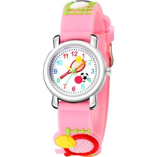 Cartoon Sports Watch 3D Embossed Tennis Racket Pattern Childrens Watch Elementary School Boys Decoration Sports Watch