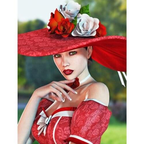 5D Diamond Painting Cross Stitch kit Fashion woman sexy lips hat flower Diamond Embroidery Diamond Mosaic new decoration