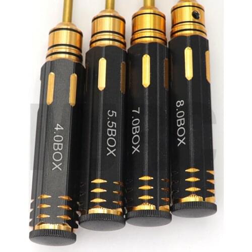 4-piece set / titanium alloy plating 4.0 / 5.5 / 7 / 8mm hex nut wrench socket tool kit for RC model car aircraft