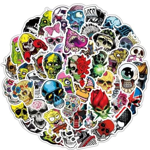 10/50PCS Terror Series Skull Graffiti Stickers Guitar Laptop Skateboard Luggage Waterproof Cool Graffiti Stickers