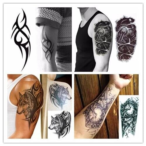 3D Large Temporary Tattoo Waterproof Tattoo Sleeves For Men Conversion Of Tattoos Transferable Fake Tattooing Flash Stickers