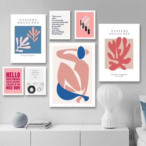 Papiers Decoupes Musem Of Modern Abstract Painting Blue And Pink Figure Canvas Poster Madmoon Mirror Picture Wall Art Home Decor