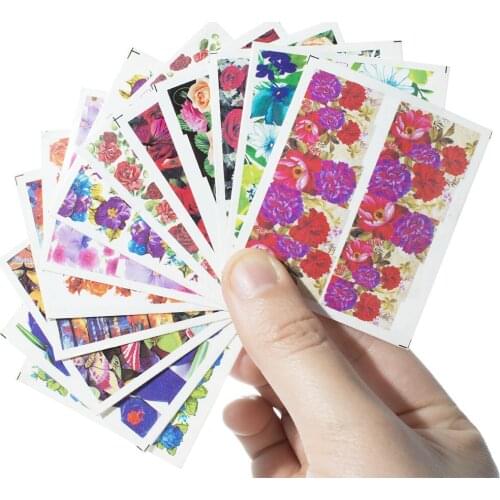 50sheets/lot Nail Water Stickers Charm Flowers Designed Nail Transfer Decals Wraps,Stylish DIY Beauty Nail Art