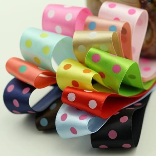 5meter/lot Polyester Ribbon 25mm Dot Ribbon Handmade DIY Bow Decoration Clothing Material T-001