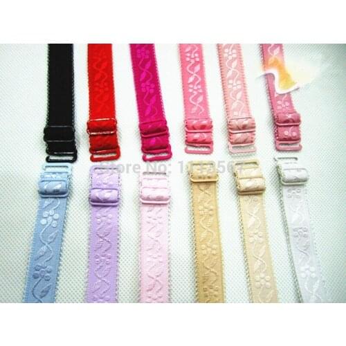 50pairs Assorted Colors Adjustable Elastic Spaghetti Jacquard Bra Straps 1.5cm Width Bra Shoulder Belt Accessories WB53