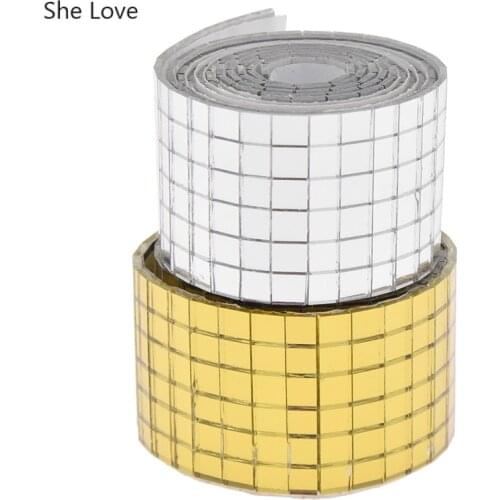 Chzimade 90cm Self-Adhesive Square Real Glass Mirror Mosaic Tiles Sticker For DIY Handmade Crafts Home Decoration