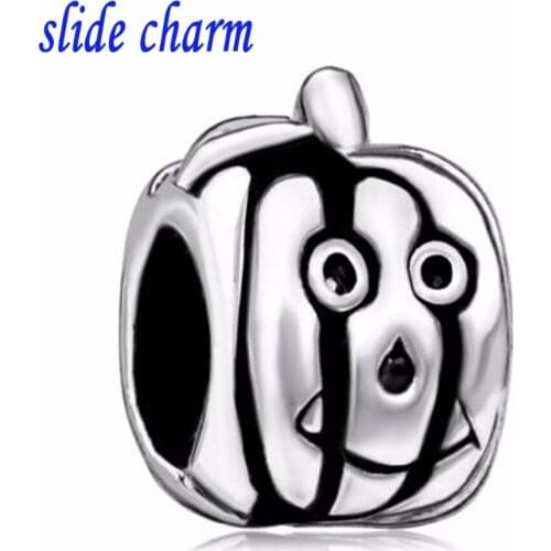 Slide charm Free shipping New Arrivals Halloween pumpkin ghost classic European and American Jack amulet fit Pandora bracelet