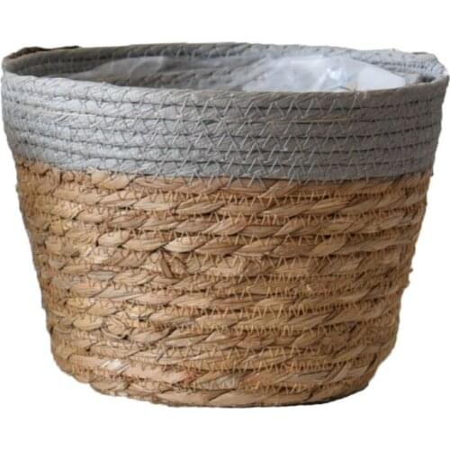 Nordic Handmade Straw Laundry Picnic Toy Storage Basket Macrame Flower Pot Cover