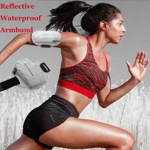 Reflective Sports Armbands Waterproof Portable Phone Bag Wrist Band Cellphone Holder for Running