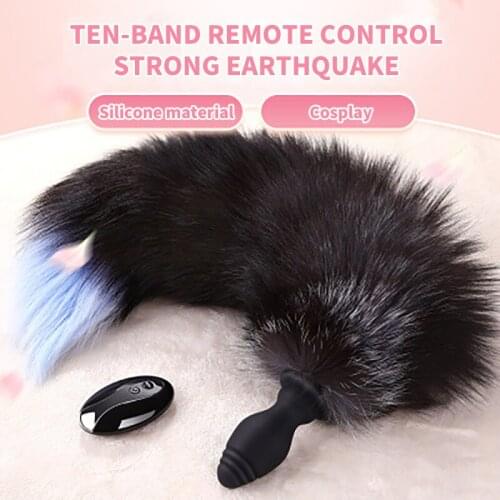 Adult Products Anal Toys Plug Butt Stimulator Anal Shock Sex Toys Black Color Animal Hair Massager 10 vibration experience