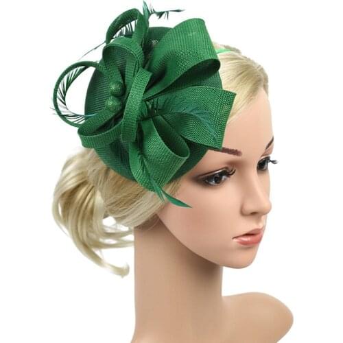 Green Womens Fascinators Hat Flower Mesh Feathers Vintage Pillbox Hat Tea Party Headwear for Girls and Women Wedding Party Hats