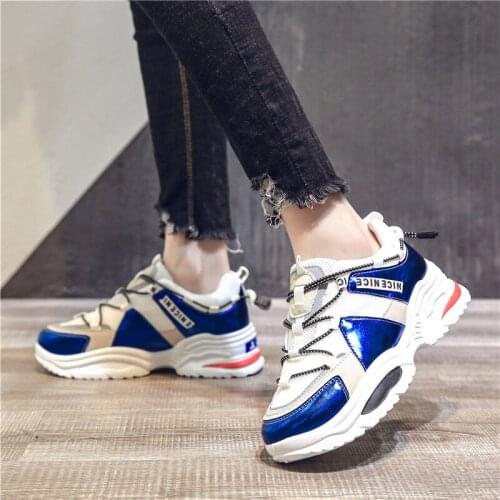 Chunky Dad Shoes 2020 New Women Snekaers Fashion Platform Sneakers White Trainers Wedges Shoes Lady Outdoor Sport Running Shoes