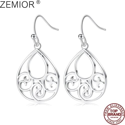 ZEMIOR Flower Water Drop Earrings For Women Simple Style Hollow Out Figure Line Earring Fashion Jewelry Anniversary New Arrival