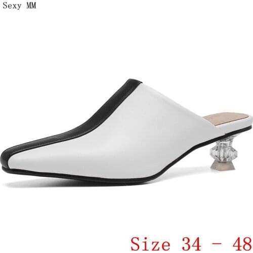 Pumps Women Slingbacks Career Mules Shoes Low Med Heels Woman Med Heel Shoes Plus Size 34 - 40 41 42 43 44 45 46 47 48