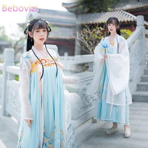 Bebovizi Embroidery Hanfu Robe Women Chinese Traditional Dress Dance Fairy Costume Cosplay Female Princess Clothing Carnival