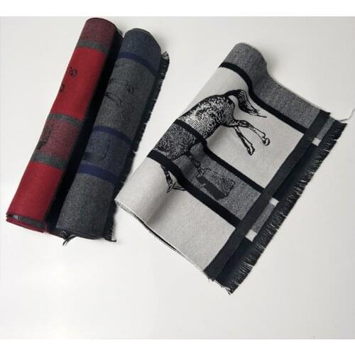 Winter Cashmere Scarf For Men Wool Long Scarves Geometric Print Warm Scarfs Fashion Brand Designer Business Man Shawl Wrap 2018