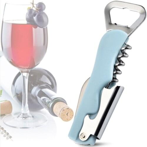 1pcs Wine Opener Stainless Steel Corkscrew Foldable Beer Multifunctional Bottle Cap Opener Durable Kitchen Bar Tools
