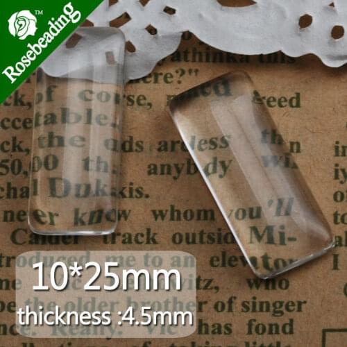 10x25mm rectangle Flat Back clear Crystal glass Cabochon,thickness 4.5mm,clear glass,sold as 50pcs/lot-C4641