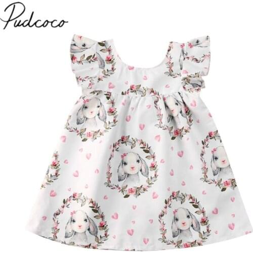 2020 Baby Summer Clothing Easter Toddler Kids Baby Girls Rabbit SleevelesTutu Dress Princess Party Dresses 6M-4T
