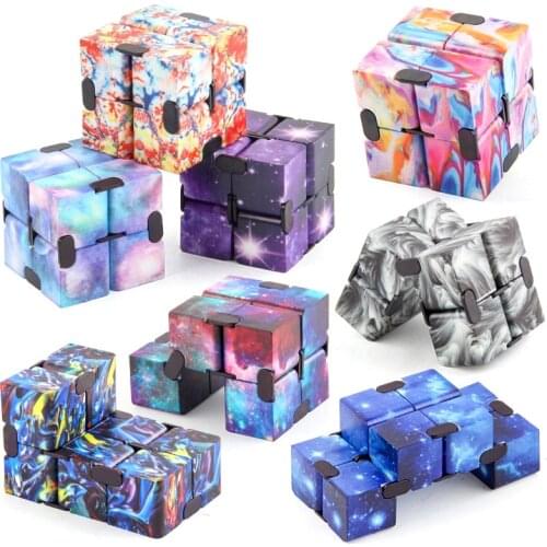 2021 infinity cube galaxy fidget toy anti stress relief hand flip cube anxiety sensory toy for children autism adhd magic cube