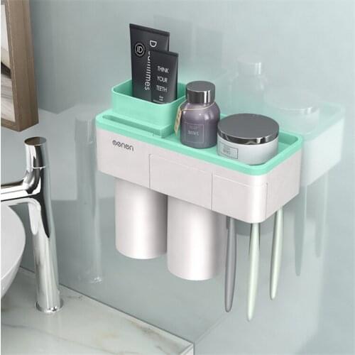 4Cups Bathroom Toothbrush Holder Wall Mount Toothpast Rack Holder Rack Storage Bathroom Accessories 3 Colors