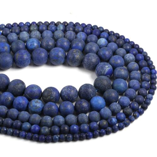 4 6 8 10 12mm Natural Stone Beads Dull Polish Matte Lapis Lazuli Loose Round Beads For Jewelry Making DIY Necklace Bracelet 15