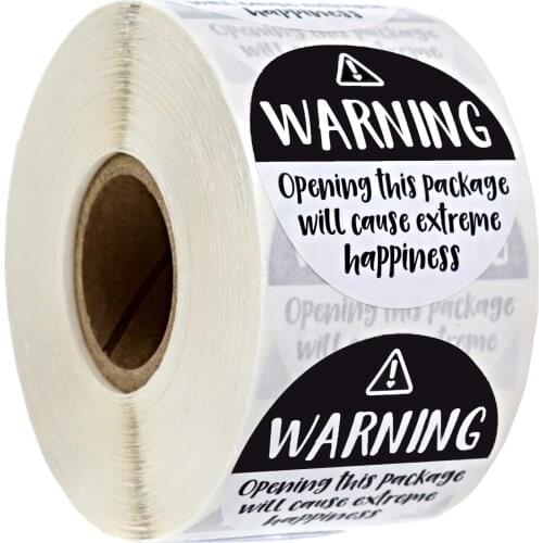 500pcs/roll round 1.5'' Black and White Adorable Warning: Extreme Happiness Sticker Labels for Business Small Business Stickers
