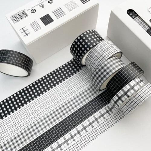 6pcs/set Basic Pattern Marble Plaid Stripe Decoration Washi Tape Set DIY Background Scrapbook Sticker Masking Tape Kawaii