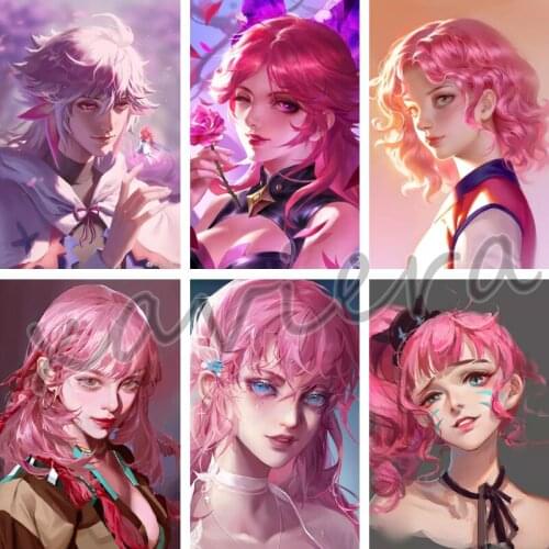 Xaviera 5D Diy Diamond Painting Pink Hair Cute Girl Diamond Embroidery -Cartoon Full Round Drill Cross Stitch Kit Mosaic Artwork