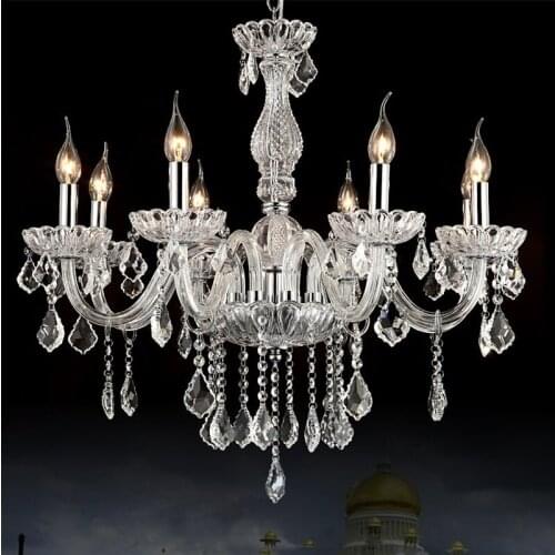 American dining room chandeliers Transparent glass crystal chandeliers luxury led modern chain pendant chandelier lighting