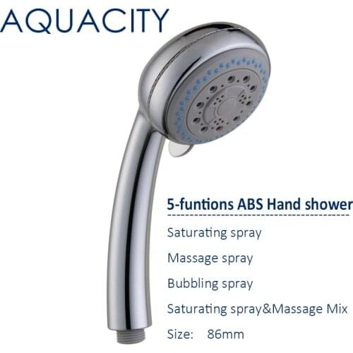 Free Shipping 5 Functions ABS Plastic Hand Shower Chrome Finish Water Saving High Pressure Round Shower bathroom shower