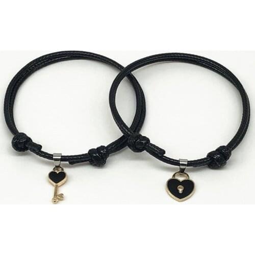 New Arrival Couple Alloy Key Heart Lock Charm Bracelet For Women Handmade Jewelry Rope Lovers Gifts VIintage Jewelry Wholesale