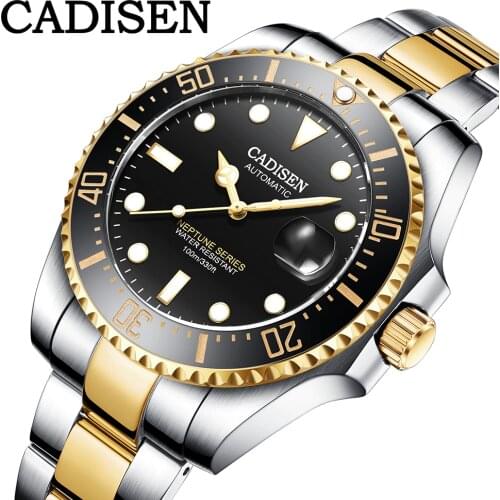 CADISEN DESIGN Brand Automatic Mechanical Men Watch Sports 100M Waterproof Sport Male Japan NH35A Wrist Watch Relogio Masculino