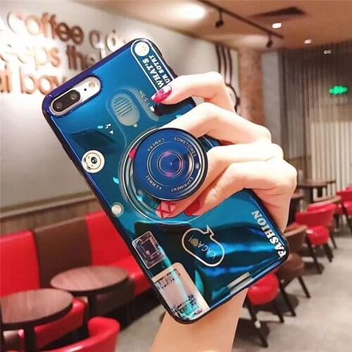 3D Camera Patterned Phone Case For Samsung S21 Ultra S21 Plus Stand Holder Soft Silicone Case for Samsung S21 Back Covers