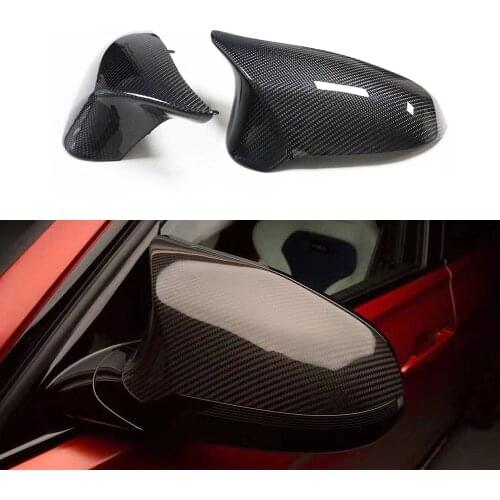 A Pair Real Carbon Fiber Car Door Rear View Side Mirror Cover Rearview Mirror Cap Replacement For BMW F80 M3 F82 M4 2015-2018
